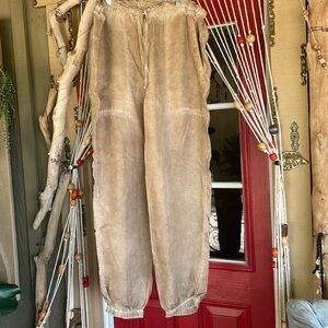 Johnny Was Pete & Greta Cupra Rayon Jogger Pants Elastic Waist Pull on